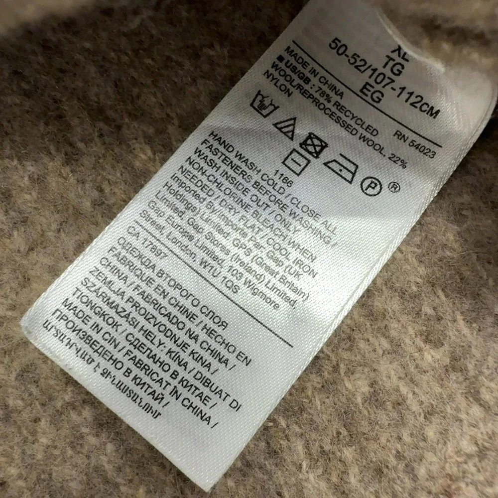 Banana Republic Sweater Mens XL Tan Recycled Wool Henley Mock Neck Classic Style